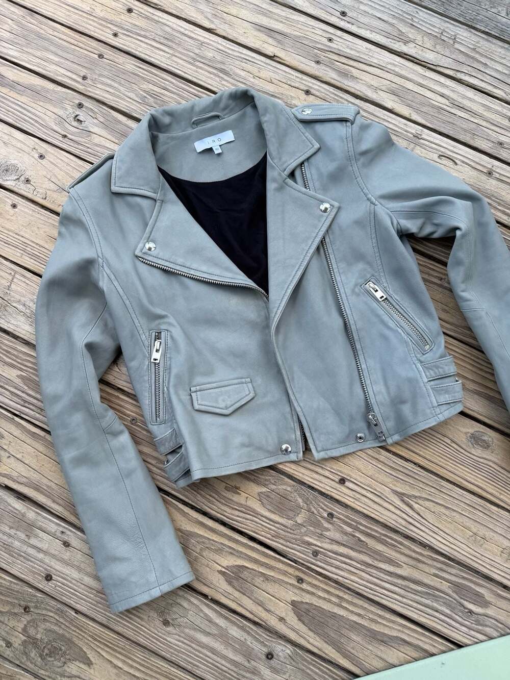 IRO Ashville Lamb Leather Moto Jacket Size 40